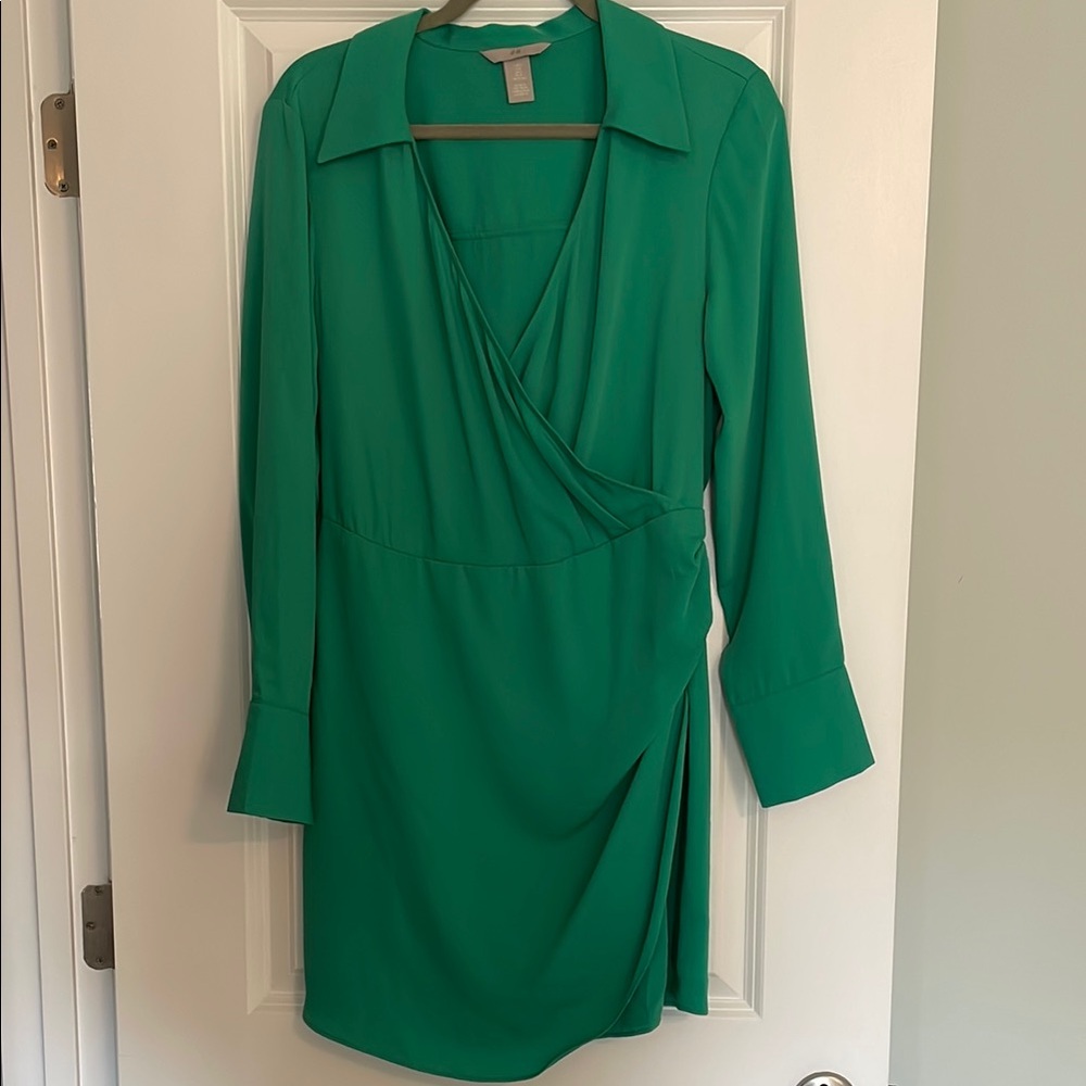 Elegant Green Wrap Dress